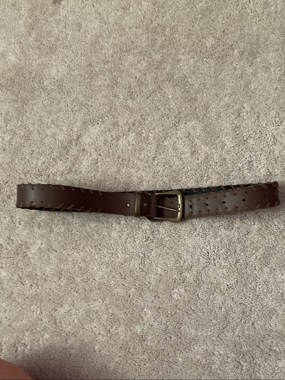 Brown Braided Leather Belt with Brushed Metal Buckle